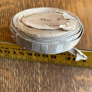 Vintage sewing ribbon/trim, camel/tan color, satin, patterned texture, 3 yards